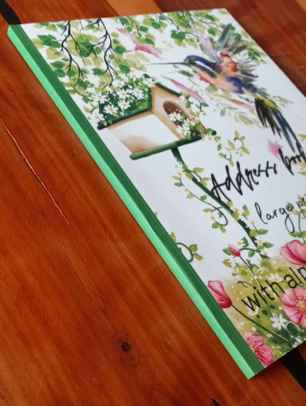 Spring Floral Hummingbird Large Print Address Book New